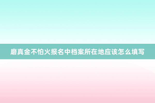 磨真金不怕火报名中档案所在地应该怎么填写